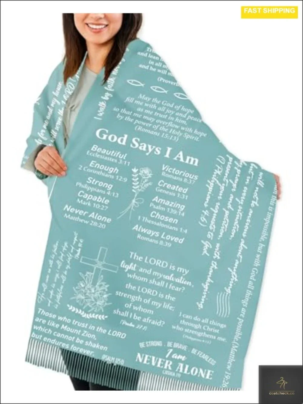 Prayer Shawl for Women, Bible Verse Wrap, Faux Cashmere, Oversized Scarf,